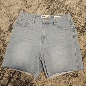 PTCL Light Wash High-Rise Denim Shorts Jorts